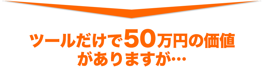 ツールだけで 50 万円の価値 がありますが...